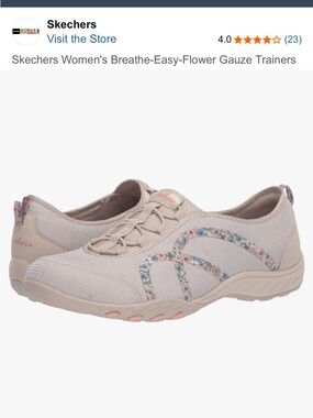 NEW! Skechers Breathe-Easy-Flower Gauze Trainers. 6.